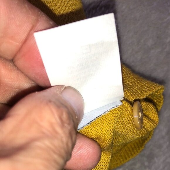 J.Crew Womens Cardigan Sweater Small Mustard Ruffled V-Neck Button Up Knit Y2K - Picture 8 of 10
